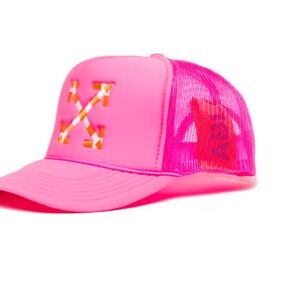Off-White x Otto Pink Trucker Hat – Embroidered Arrows Logo, Y2K